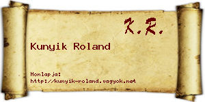 Kunyik Roland névjegykártya